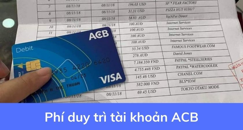 Phí duy trì tài khoản ACB