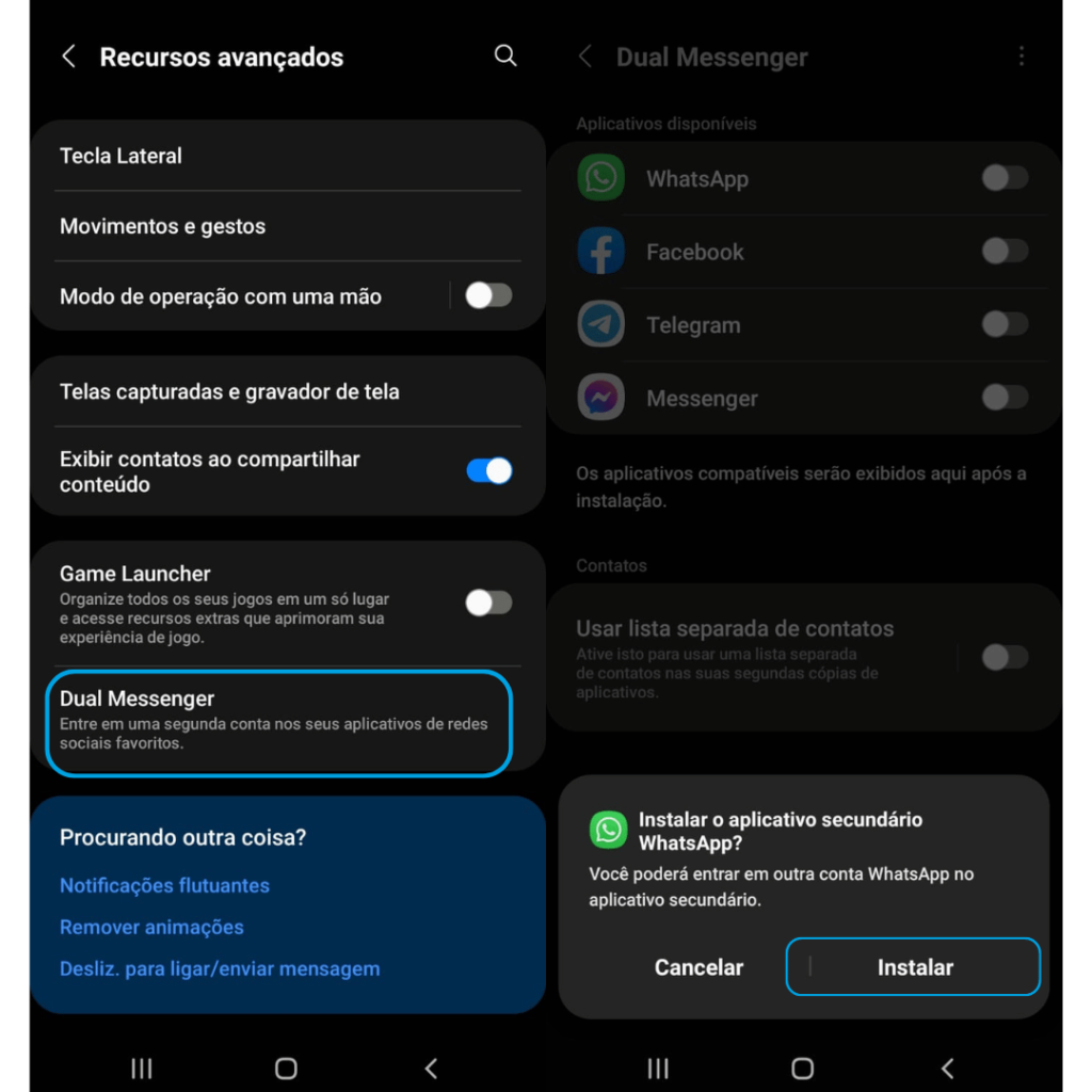 Como ter dois WhatsApp no Samsung com a função Dual Messenger