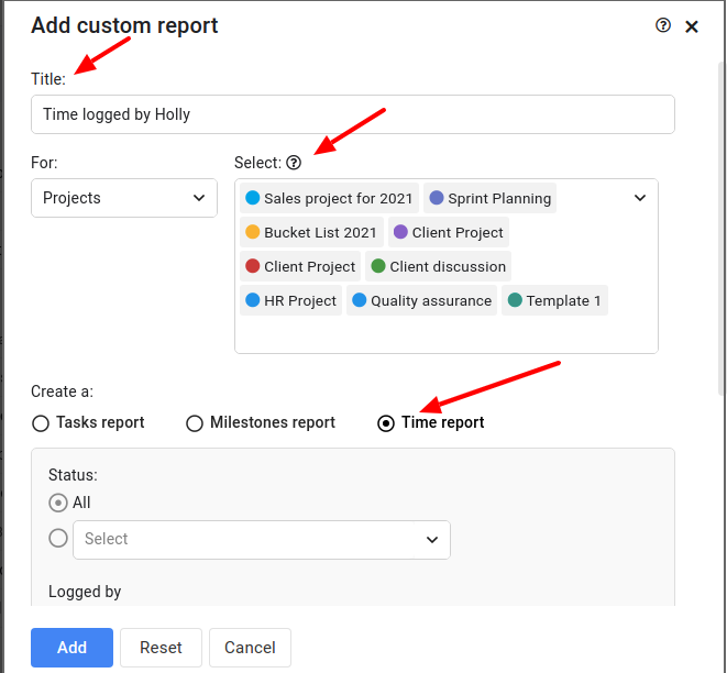 Custom Reports for ProofHub