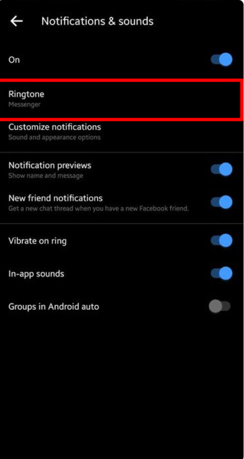 Click on “Ringtone” and select a ringtone you like.