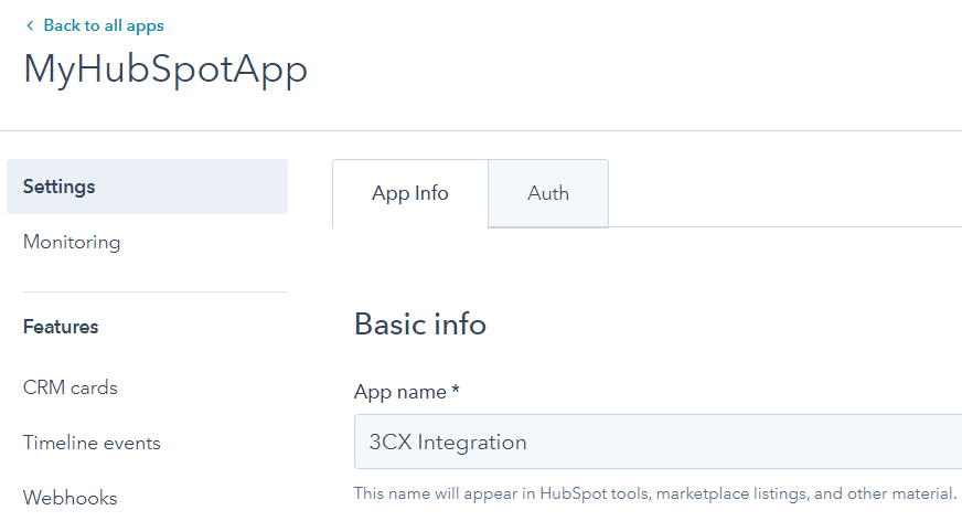 Dettagli dell'app HubSpot