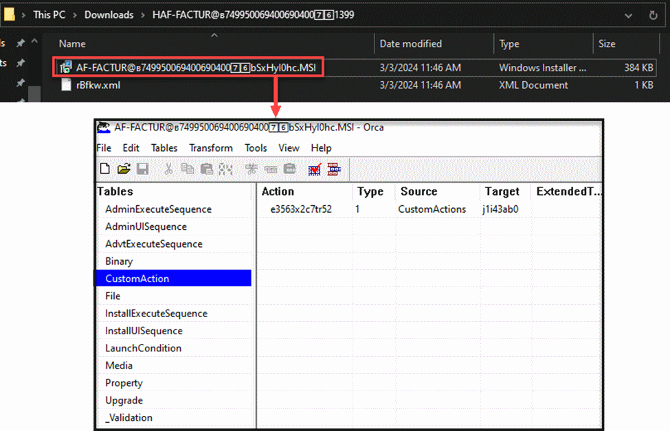 invoking the DLL under CustomActions. 