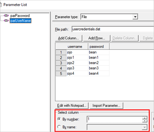 23.link each parameter with the column names