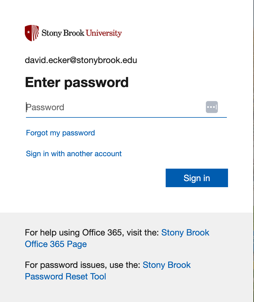 Enter SBU Password