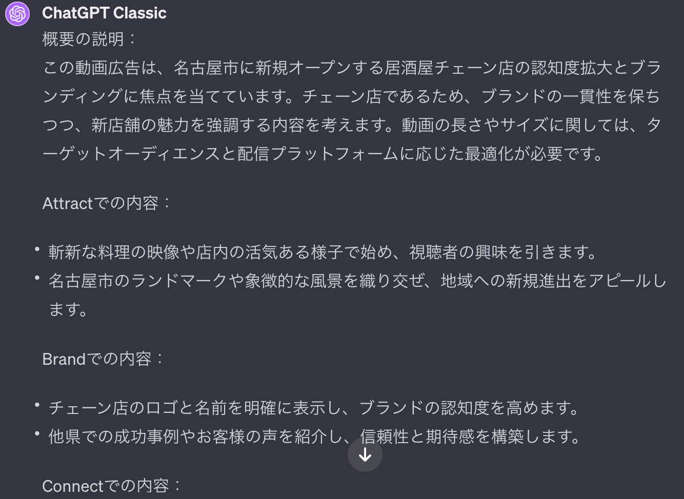 ChatGPTに飲食店の新店舗（名古屋市）の認知拡大に効く動画広告を聞いてみる