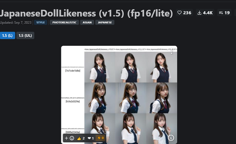 JapaneseDollLikenessのLoraの画像