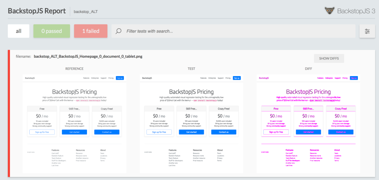 Backstop JS