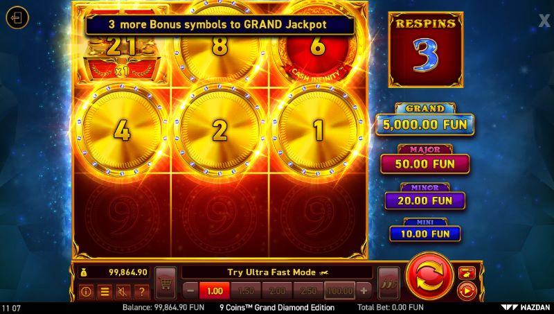9 Coins Grand Diamond Hold the Jackpot bonus