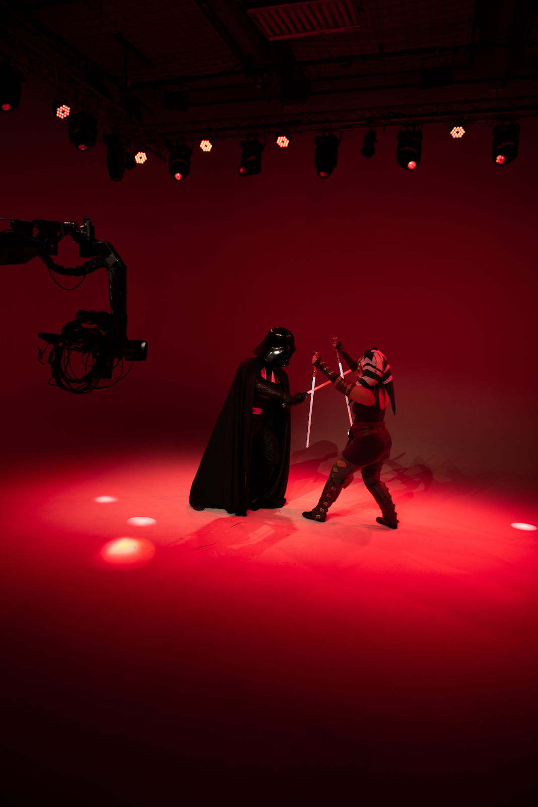 Star Wars Characters in Action Against a Red Background