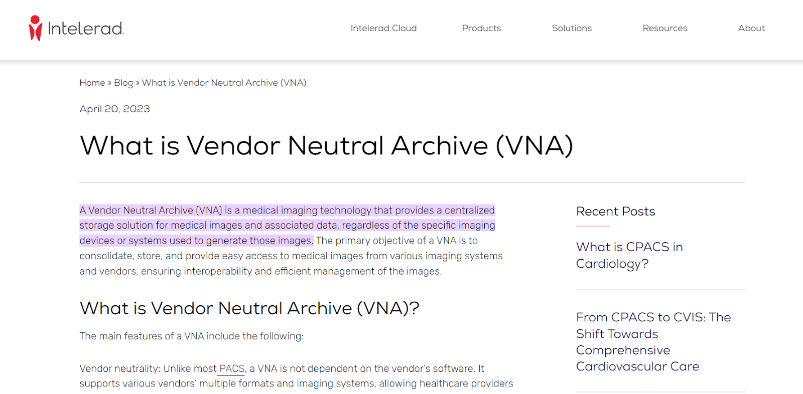 Trusted Vendor-Neutral Archive (VNA): 
