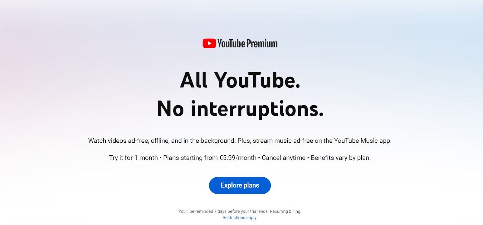 Watch youtube premium online for free