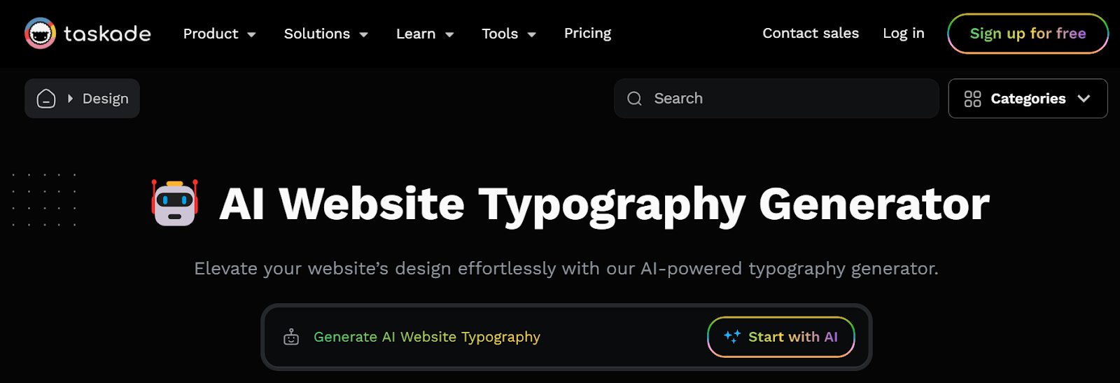 Taskade AI Website Typography Generator
