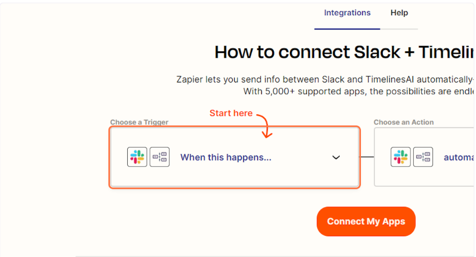 Selecting the Trigger in Zapier