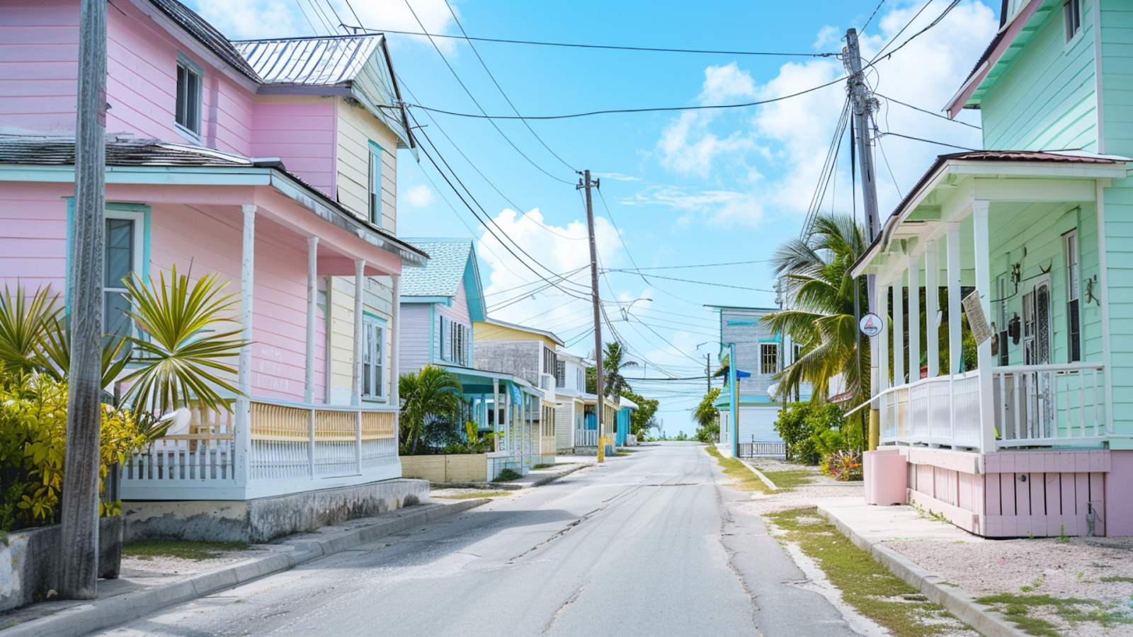 The pastel-colored houses in Dunmore Town