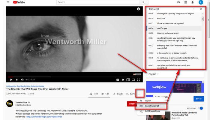 How to Generate Transcript of a Youtube Video