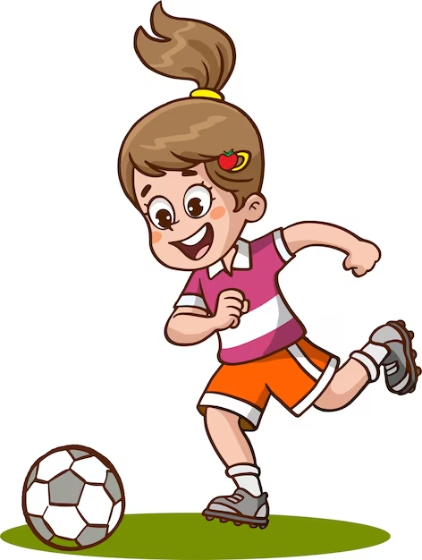 Illustration of a Girl Playing Football