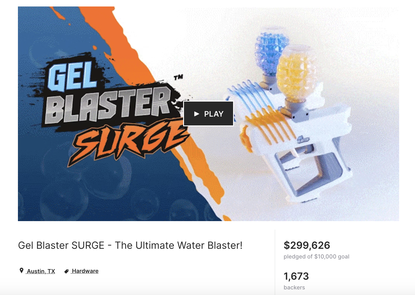 Gel Blaster Kickstarter Campaign