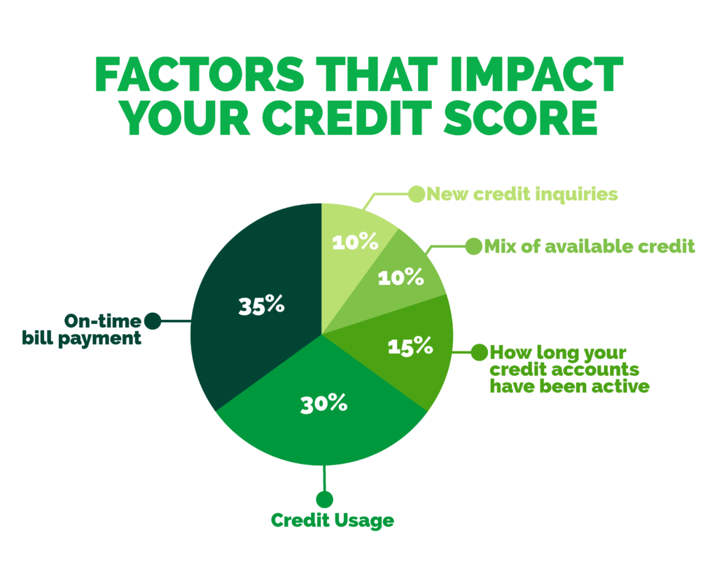 Chart explaining the different factors on How to Improve Your Credit Score