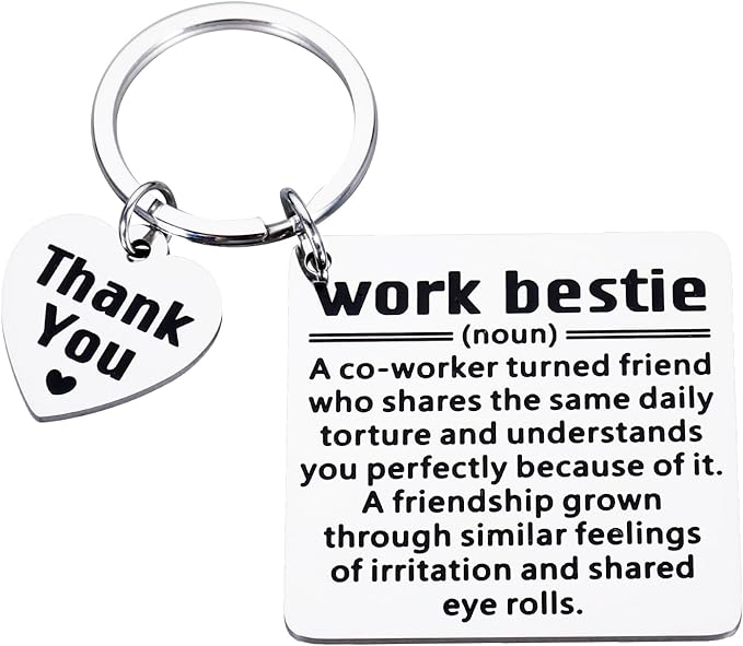work bestie keychain