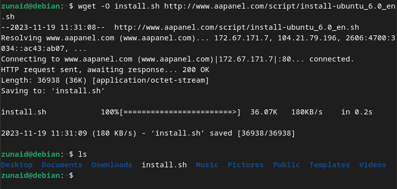 download aaPanel installation script