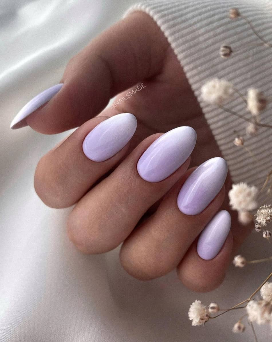 White + Light Purple Ombre Manicure