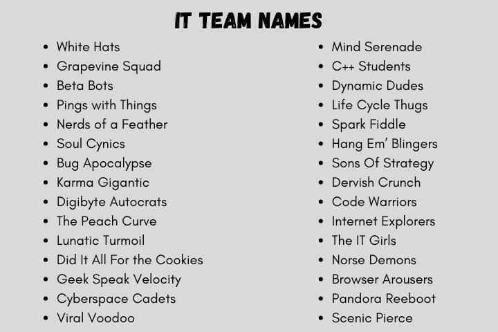 IT Team Names