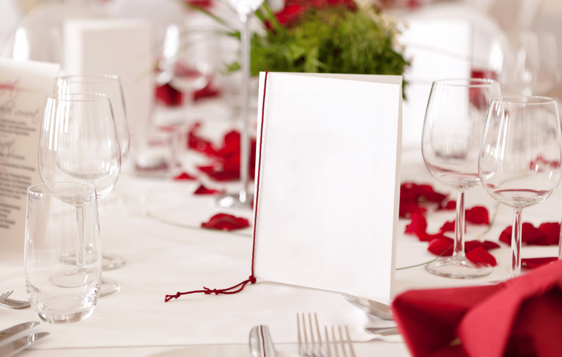 Blank Wedding Menu on Table