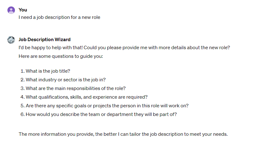 best custom gpts job description wizard