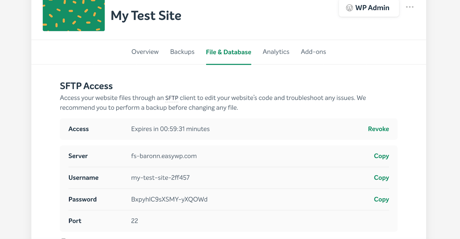EasyWP SFTP access
