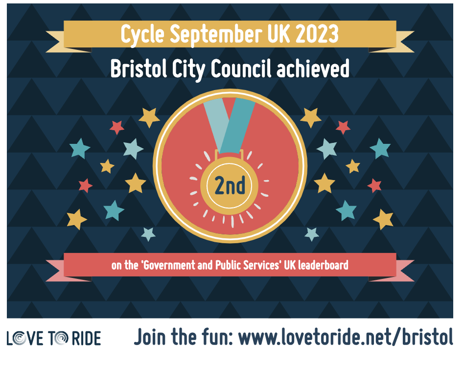 Image showing the Cycle September leaderboard graphic for Bristol City Council 
