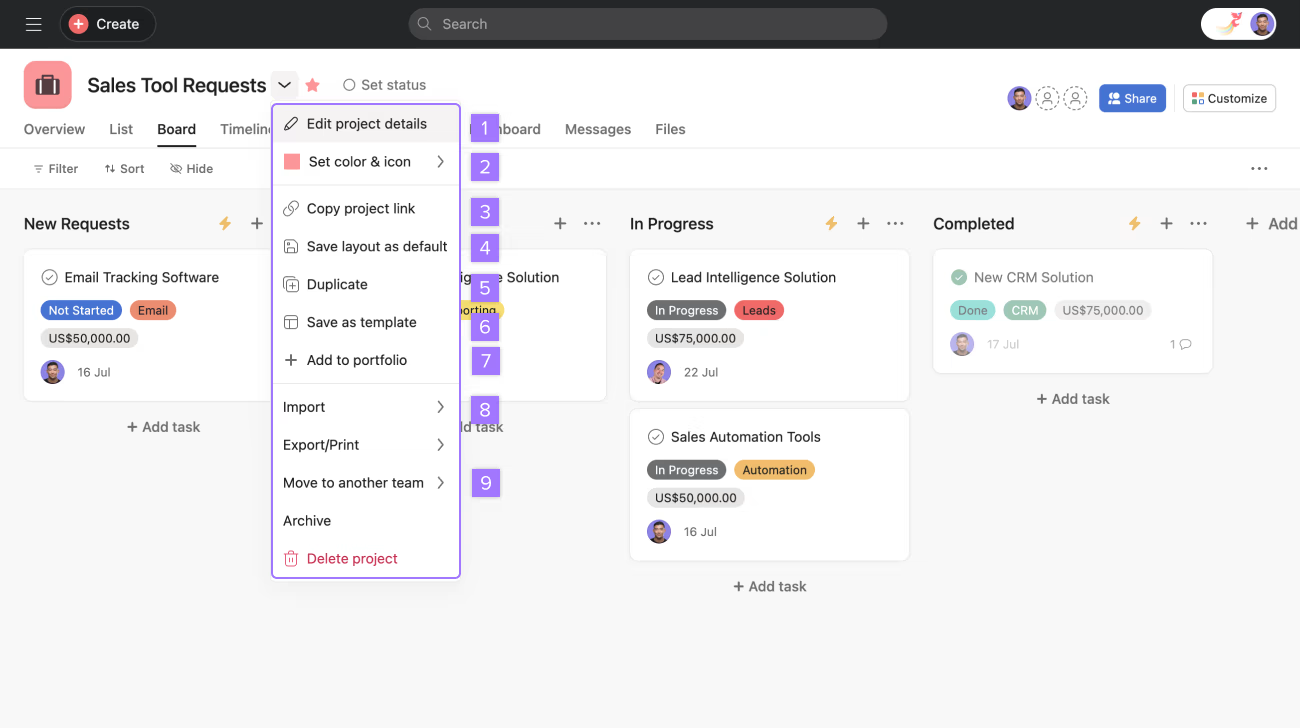 Design & Functionality for Asana