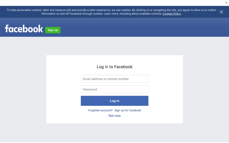 Log in your facebook account