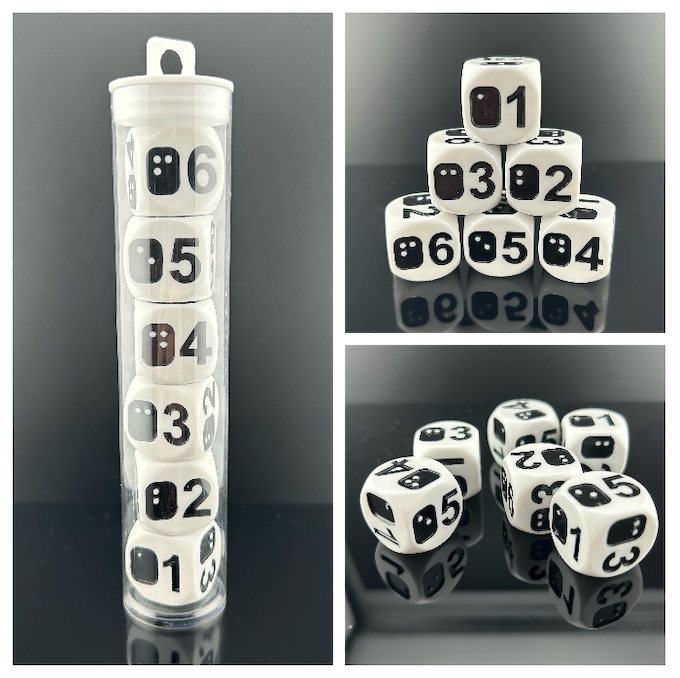A collage/collection of images of the D6 Level Up highlighting the packaging (clear plastic tube), colorway, and dual-media design.