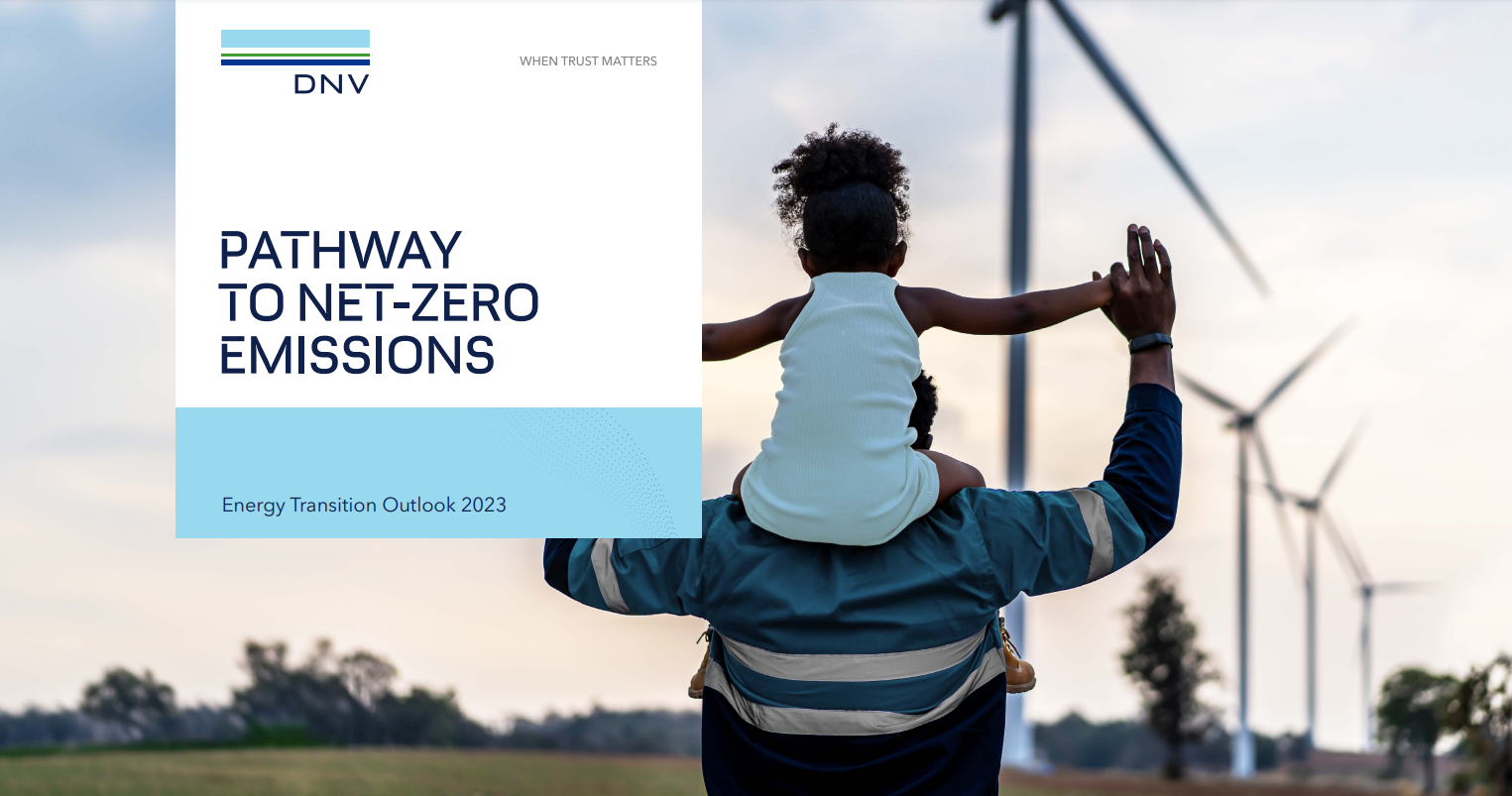 Book cover with a photo of wind turbines and a kid on the shoulders of an adult.