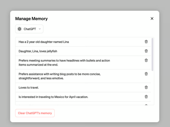 Open AI Manage Memory