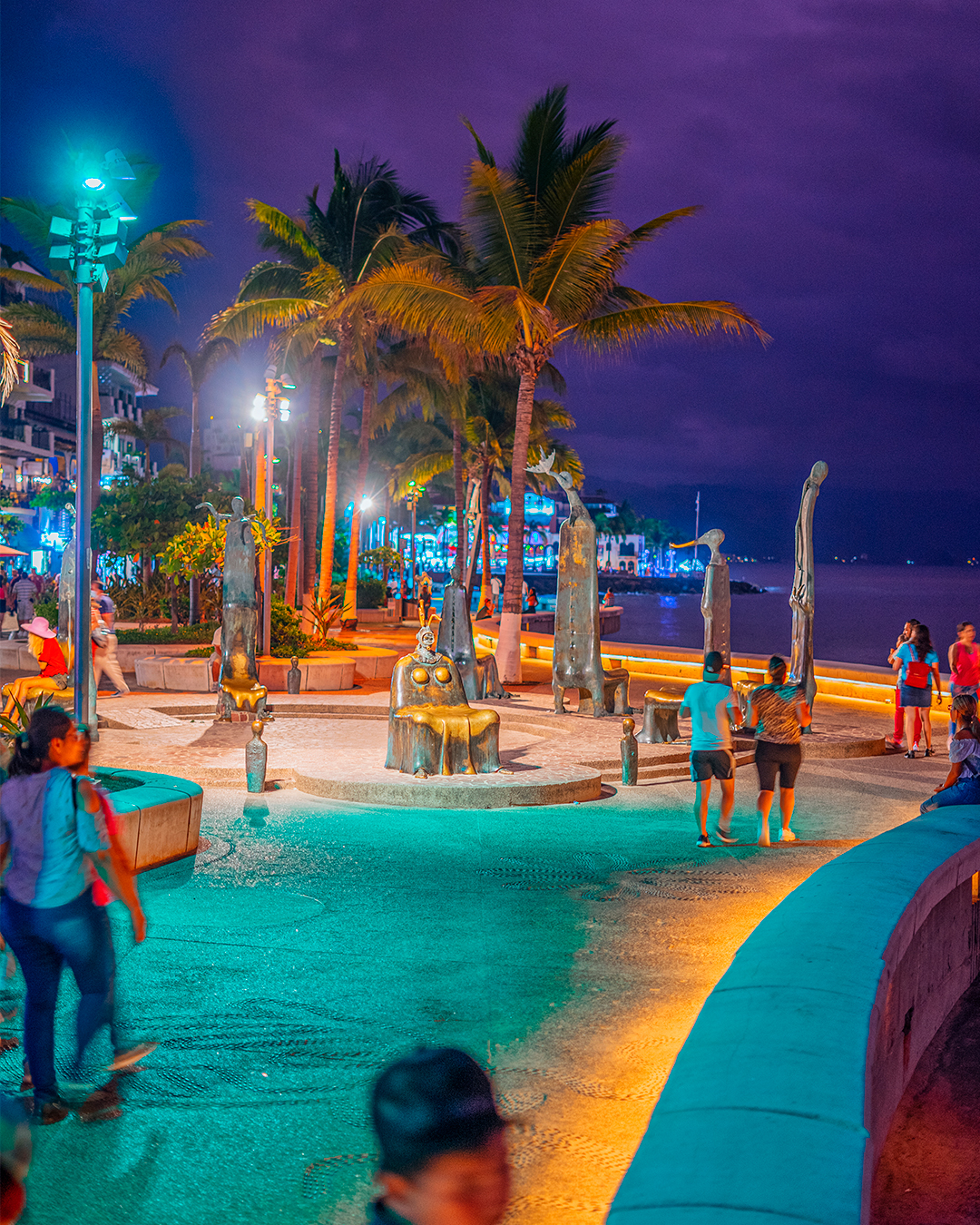 Puerto Vallarta's city lights offer a lively nightlife scene.