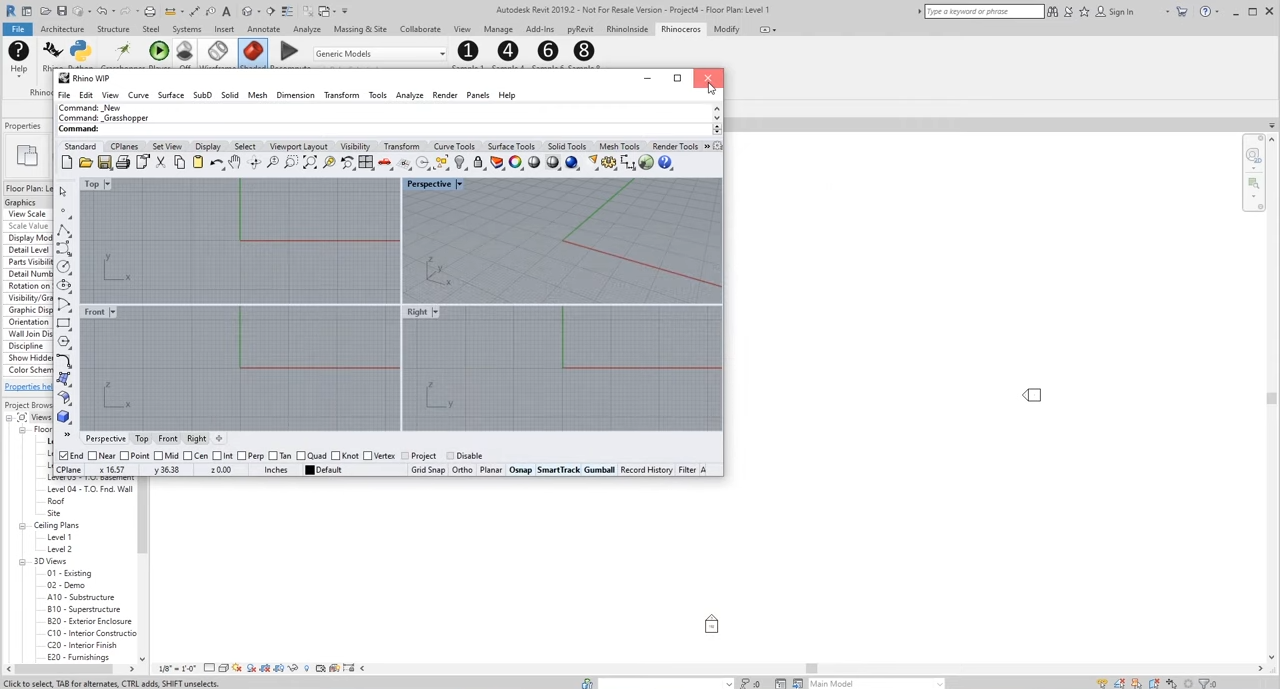 Giao diện Rhino.inside trong Revit (Nguồn: Youtube)