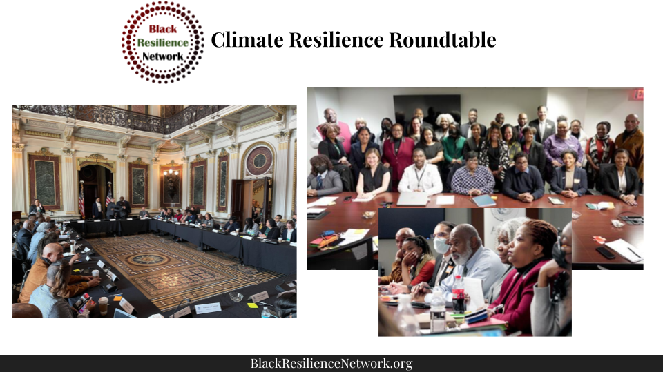 Black Resilience Network members at the White House (left) & FEMA Headquarters (on right)