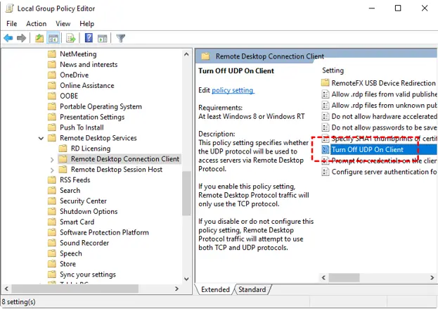 Run Group Policy Editor to Unfreeze RDP