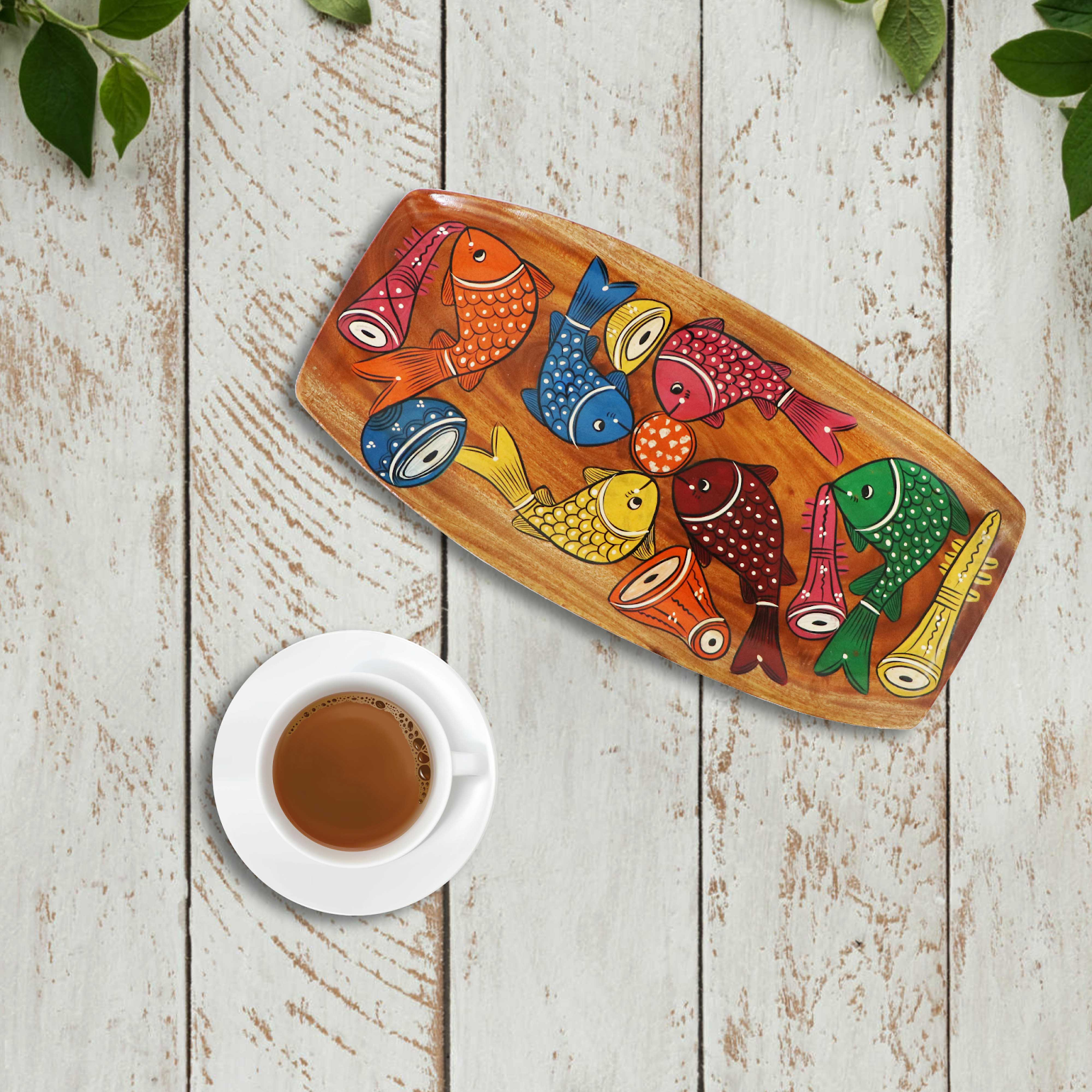 Traditional Pattachitra Hand Painted Wooden Tray