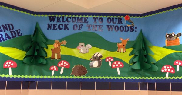 Camping / Woodland Animals Back to School bulletin board | Woodland ...