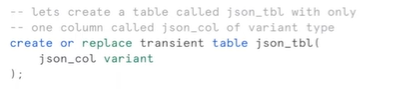 JSON Snowflake: Creating a JSON Table