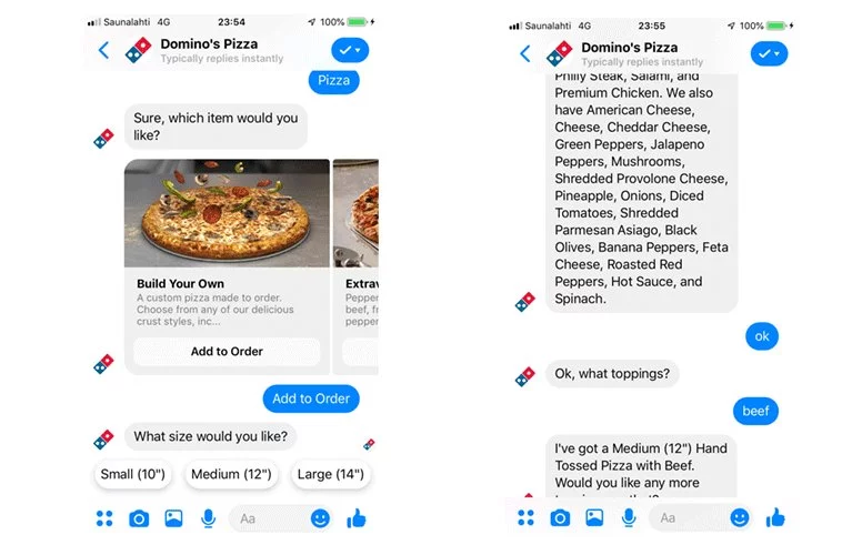 Domino’s Pizza WhatsApp chatbot