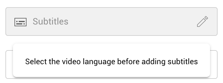 Add transcript to YouTube video - Disclaimer to select a language to enable subtitles