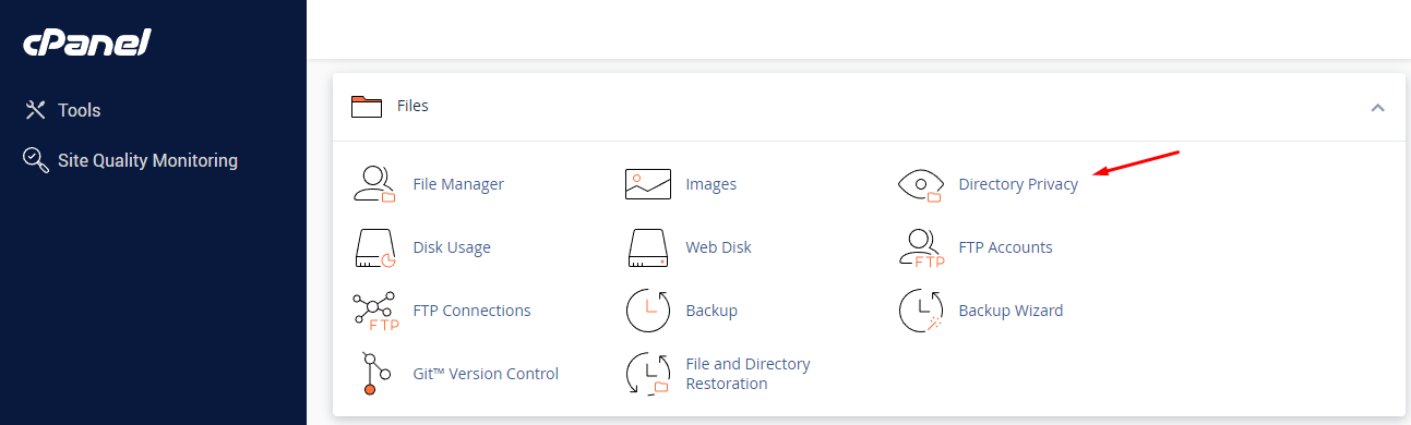 cPanel Directory Privacy
