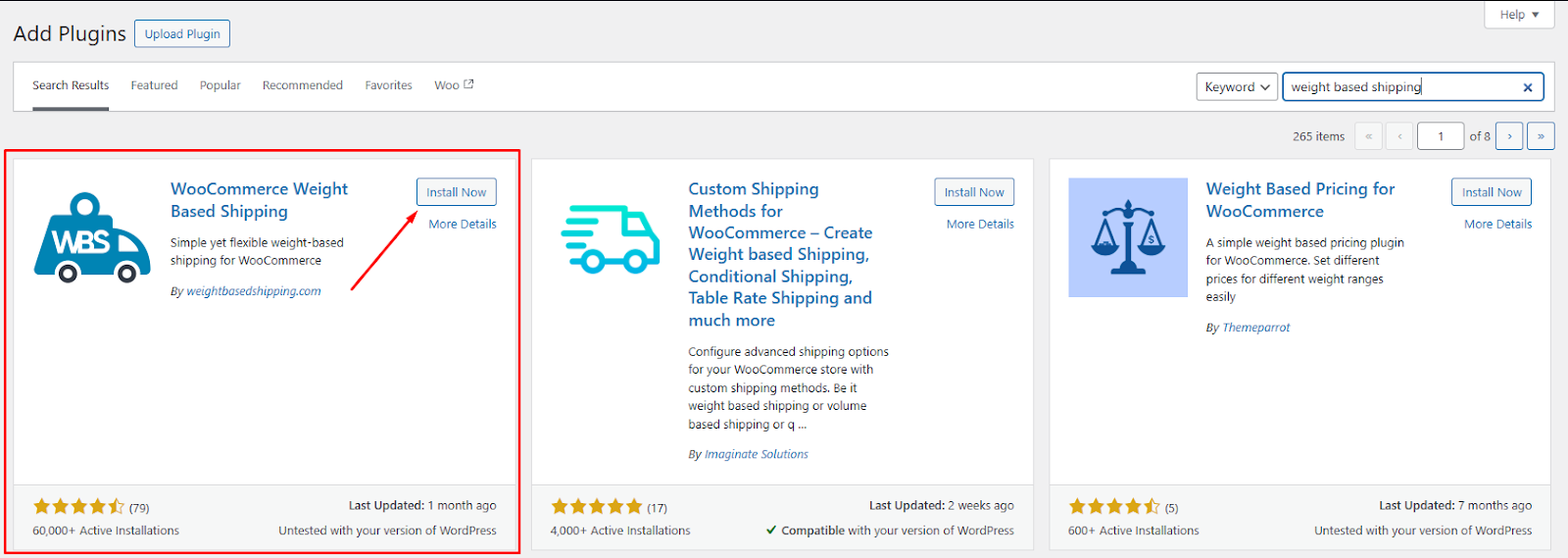 install WooCommerce weight based shipping plugin