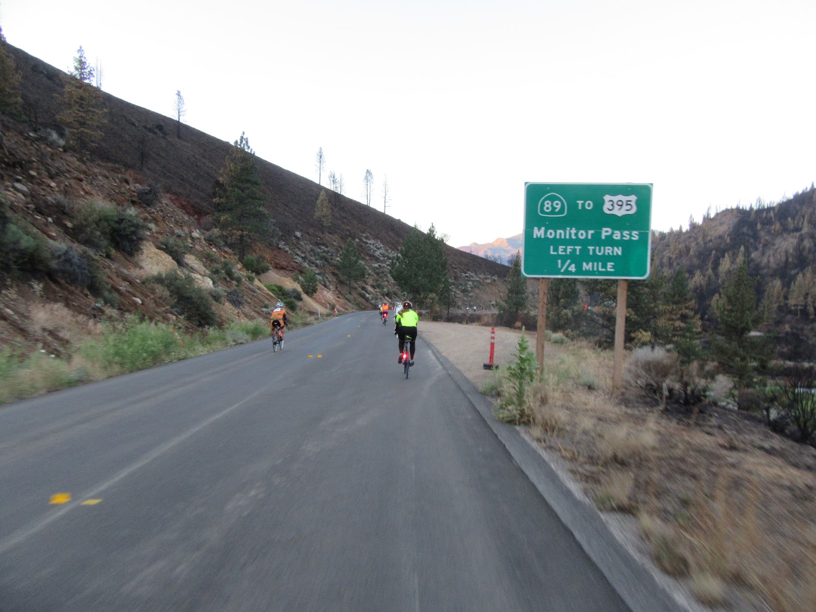 Cyclists begin the climb of Monitor Pass West, Death Ride