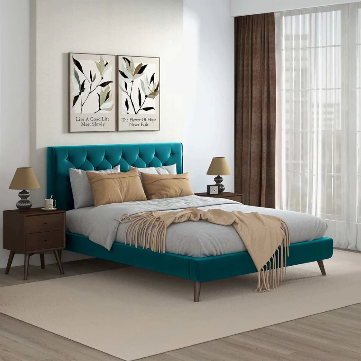 Isabella Velvet Platform Bed from New York Modern