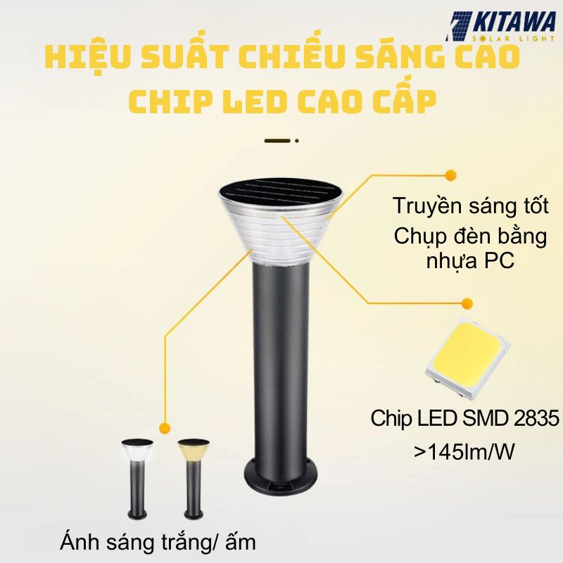 Đèn sân vườn năng lượng mặt trời trụ tròn KITAWA SV113-B