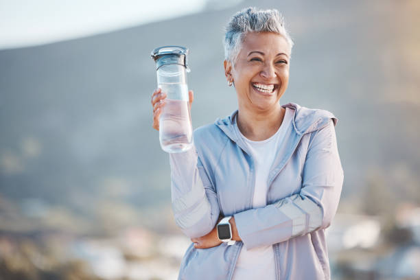 Fitness, happy or old woman with water bottle The Menopause Diet: 5-Day Plan to Lose Weight